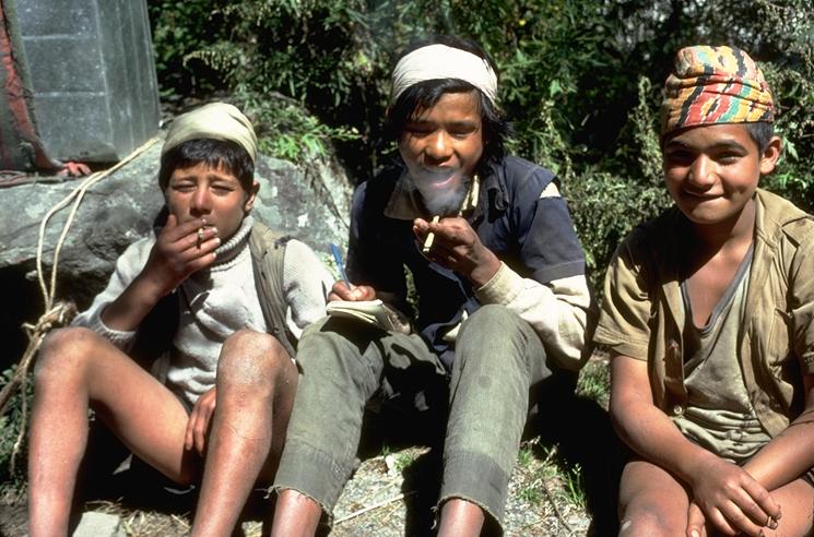 Young porters, probably on their first Everest trail gig